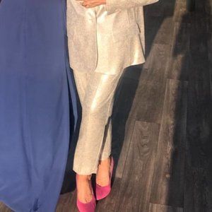 Silver/Metallic Zara Straight Leg Dress Pant Size L